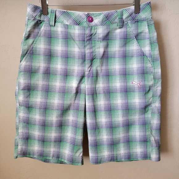 Puma Men's Plaid Golf Shorts - Picture 2 of 16